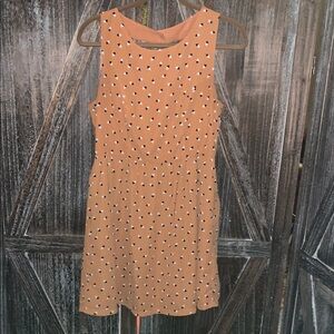 Forever 21 Light brown/orange/Sleeveless Dress with Black and White Pattern